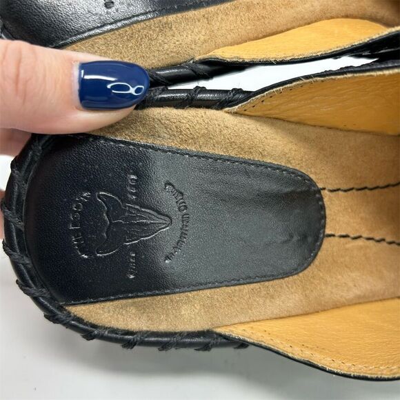 Frye Women's Black Leather Clog Mules Size 9.5 Block Heel Slip-On Western - Picture 11 of 16